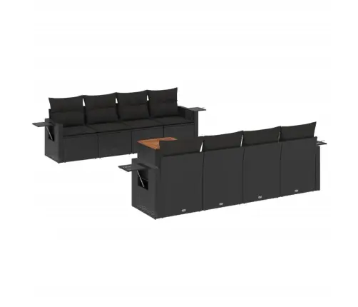 9-Daļīgs Dārza Dīvāna Komplekts, Matrači, Melna Pe Rotangpalma Vidaxl