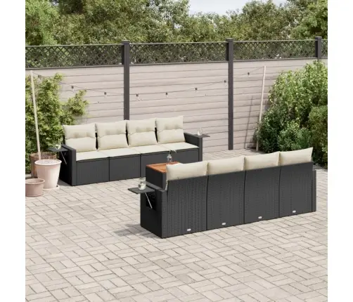 9-Daļīgs Dārza Dīvāna Komplekts, Matrači, Melna Pe Rotangpalma Vidaxl