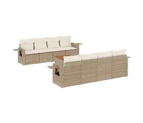 9-Daļīgs Dārza Dīvānu Komplekts, Matrači, Bēša Pe Rotangpalma Vidaxl