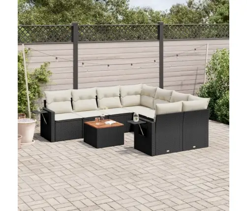 9-Daļīgs Dārza Dīvāna Komplekts, Matrači, Melna Pe Rotangpalma Vidaxl