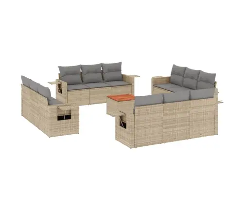 Sofos Komplektas Su Pagalvėlėmis, 13 Dalių, Smėlio, Poliratanas