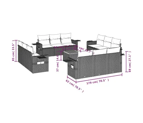 Sofos Komplektas Su Pagalvėlėmis, 13 Dalių, Smėlio, Poliratanas