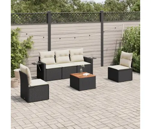 6-Daļīgs Dārza Dīvāna Komplekts, Matrači, Melna Pe Rotanpalma Vidaxl