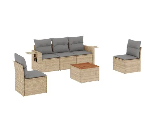 6-Daļīgs Dārza Dīvāna Komplekts, Matrači, Bēša Pe Rotangpalma Vidaxl