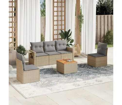 6-Daļīgs Dārza Dīvāna Komplekts, Matrači, Bēša Pe Rotangpalma Vidaxl