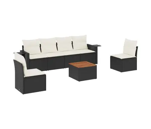 7-Daļīgs Dārza Dīvāna Komplekts Ar Matračiem, Melna Pe Vidaxl 7-Daļīgs Dārza Dīvāna Komplekts Ar Matračiem, Melna Pe Vidaxl