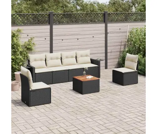 7-Daļīgs Dārza Dīvāna Komplekts Ar Matračiem, Melna Pe Vidaxl 7-Daļīgs Dārza Dīvāna Komplekts Ar Matračiem, Melna Pe Vidaxl