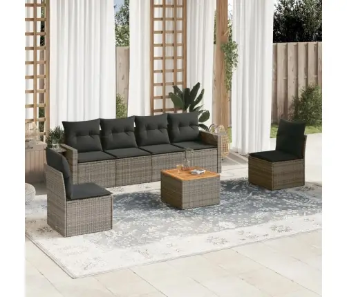 7-Daļīgs Dārza Dīvāna Komplekts, Matrači, Pelēka Pe Rotangpalma Vidaxl