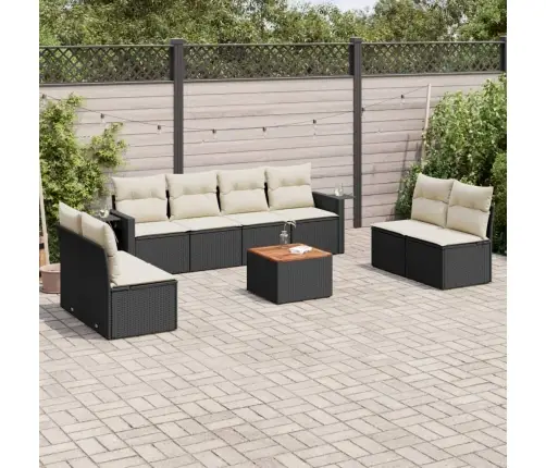 9-Daļīgs Dārza Dīvāna Komplekts, Matrači, Melna Pe Rotangpalma Vidaxl