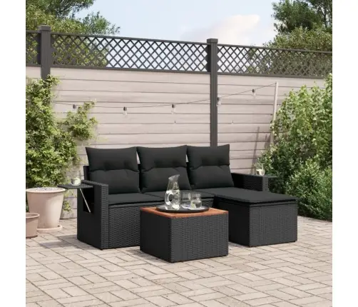 Sodo Komplektas Su Pagalvėlėmis, 5 Dalių, Juodas, Poliratanas