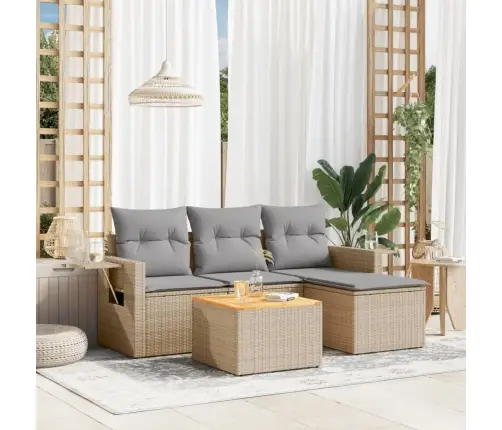 5-Osaline Aiadiivani Komplekt Patjadega, Beež, Polürotang