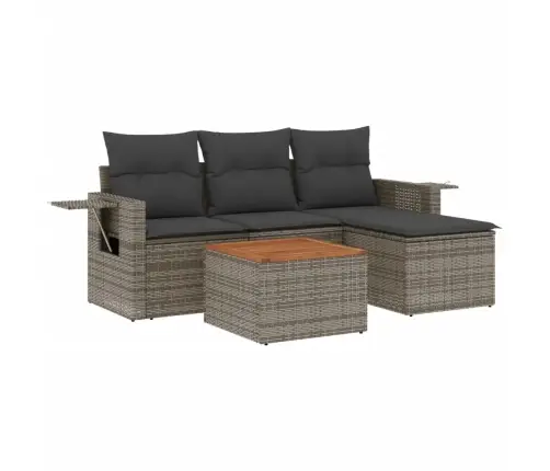 5-Daļīgs Dārza Dīvāna Komplekts Ar Matračiem, Pelēks Pe Pinums Vidaxl