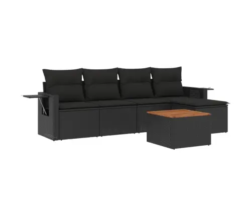 6-Daļīgs Dārza Dīvāna Komplekts, Matrači, Melna Pe Rotanpalma Vidaxl