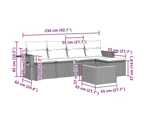 6-Osaline Aiadiivani Komplekt Patjadega, Must, Polürotang