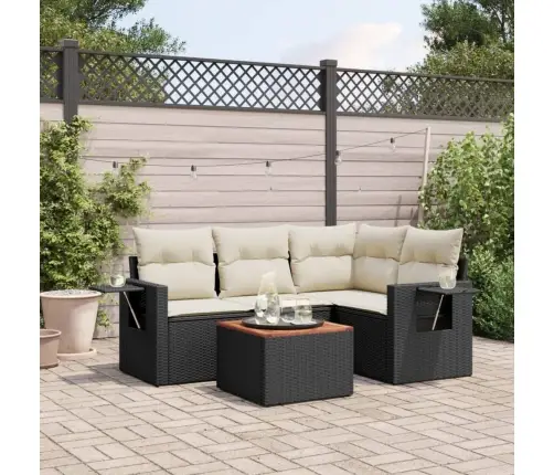 5-Daļīgs Dārza Dīvāna Komplekts Ar Matračiem, Pe Rotangpalma Vidaxl