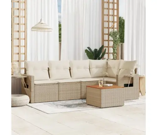 Sofos Komplektas Su Pagalvėlėmis, 6 Dalių, Smėlio, Poliratanas