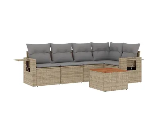 6-Daļīgs Dārza Dīvāna Komplekts, Matrači, Bēša Pe Rotangpalma Vidaxl