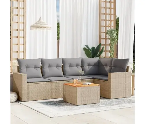 6-Daļīgs Dārza Dīvāna Komplekts, Matrači, Bēša Pe Rotangpalma Vidaxl