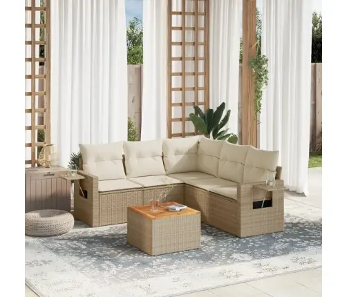 6-Daļīgs Dārza Dīvāna Komplekts, Matrači, Bēša Pe Rotangpalma Vidaxl