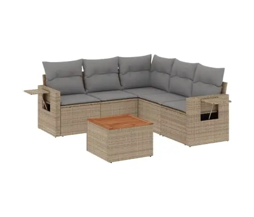 6-Daļīgs Dārza Dīvāna Komplekts, Matrači, Bēša Pe Rotangpalma Vidaxl