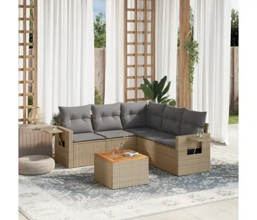 6-Daļīgs Dārza Dīvāna Komplekts, Matrači, Bēša Pe Rotangpalma Vidaxl