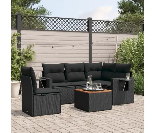 6-Daļīgs Dārza Dīvāna Komplekts, Matrači, Melna Pe Rotanpalma Vidaxl