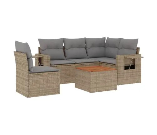 Sofos Komplektas Su Pagalvėlėmis, 6 Dalių, Smėlio, Poliratanas