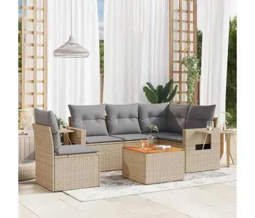 Sofos Komplektas Su Pagalvėlėmis, 6 Dalių, Smėlio, Poliratanas