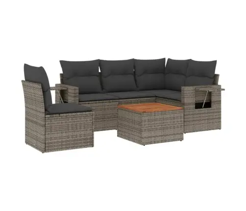 6-Daļīgs Dārza Dīvāna Komplekts Ar Matračiem, Pelēks Pe Pinums Vidaxl