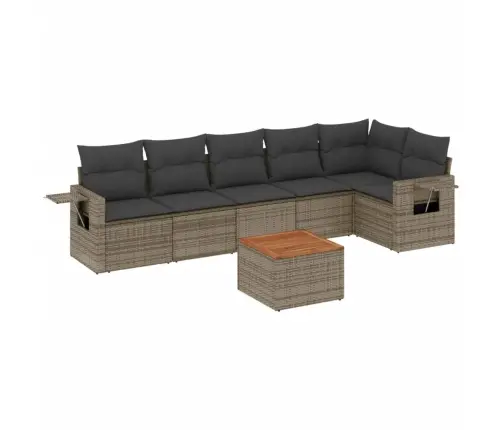 7-Daļīgs Dārza Dīvāna Komplekts, Matrači, Pelēka Pe Rotangpalma Vidaxl