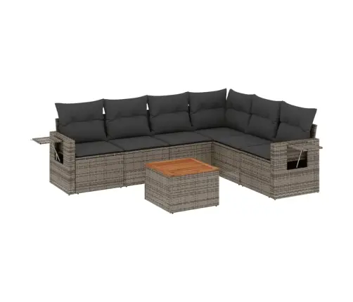 7-Daļīgs Dārza Dīvāna Komplekts, Matrači, Pelēka Pe Rotangpalma Vidaxl