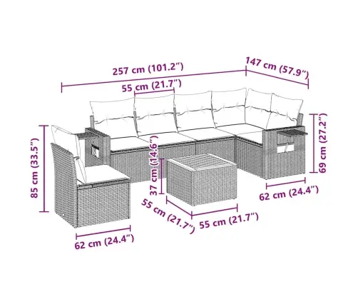 7-Daļīgs Dārza Dīvāna Komplekts Ar Matračiem, Melna Pe Vidaxl