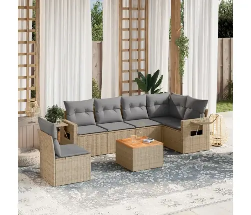 7-Daļīgs Dārza Dīvāna Komplekts Ar Matračiem,Pe Rotangpalma Vidaxl