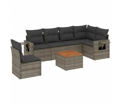 Sofos Komplektas Su Pagalvėlėmis, 7 Dalių, Pilkas, Poliratanas