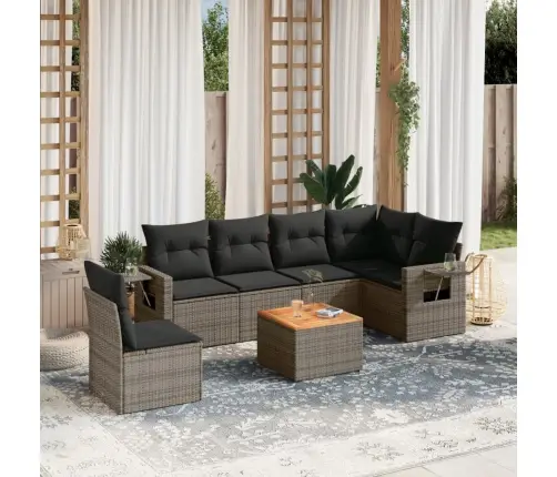 Sofos Komplektas Su Pagalvėlėmis, 7 Dalių, Pilkas, Poliratanas