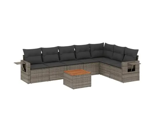 8-Daļīgs Dārza Dīvāna Komplekts Ar Matračiem, Pelēks Pe Pinums Vidaxl