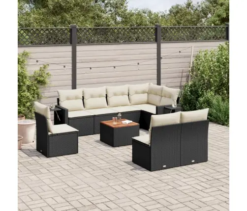 9-Daļīgs Dārza Dīvāna Komplekts, Matrači, Melna Pe Rotangpalma Vidaxl