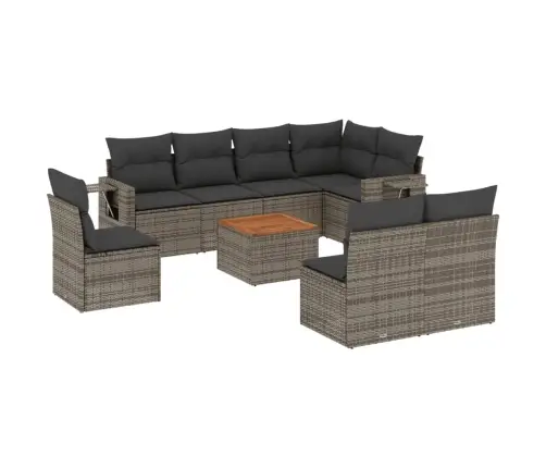 Sofos Komplektas Su Pagalvėlėmis, 9 Dalių, Pilkas, Poliratanas