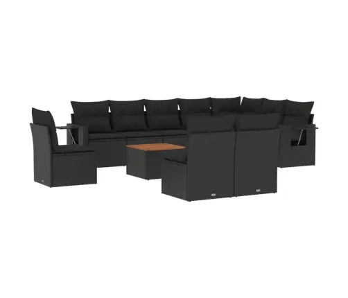 11-Daļīgs Dārza Dīvāna Komplekts, Matrači, Melna Pe Rotangpalma Vidaxl