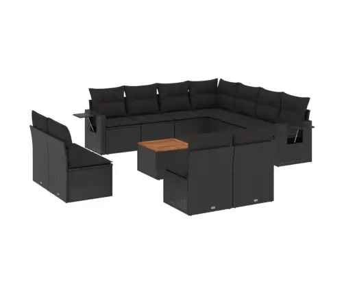 12-Osaline Aiadiivani Komplekt Patjadega, Must, Polürotang