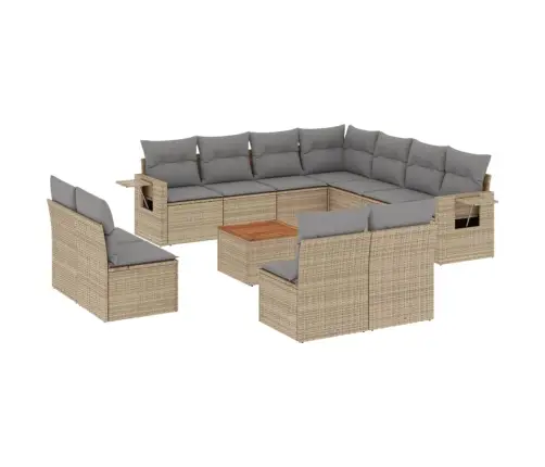 12-Daļīgs Dārza Dīvāna Komplekts, Matrači, Bēša Pe Rotangpalma Vidaxl