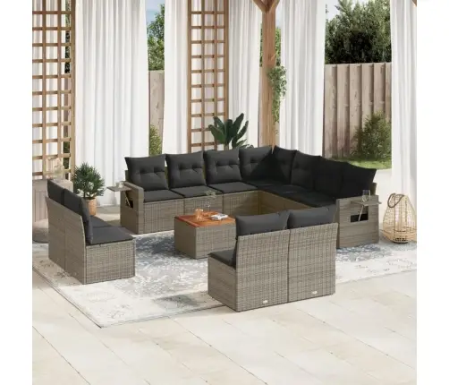 12-Daļīgs Dārza Atpūtas Mēbeļu Komplekts, Matrači, Pelēks Pe Vidaxl