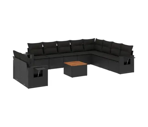 Sodo Komplektas Su Pagalvėlėmis, 11 Dalių, Juodas, Poliratanas