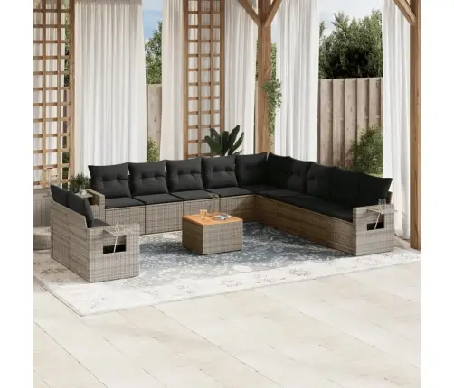 12-Daļīgs Dārza Atpūtas Mēbeļu Komplekts, Matrači, Pelēks Pe Vidaxl