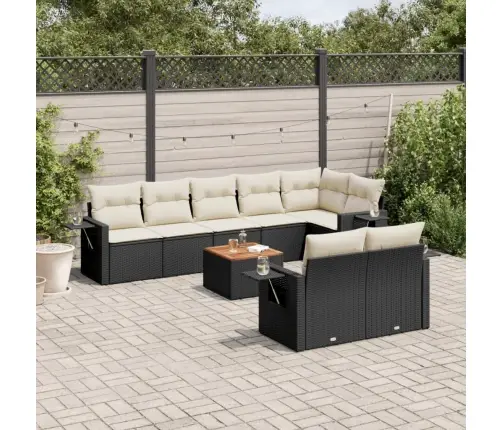 Sodo Komplektas Su Pagalvėlėmis, 9 Dalių, Juodas, Poliratanas