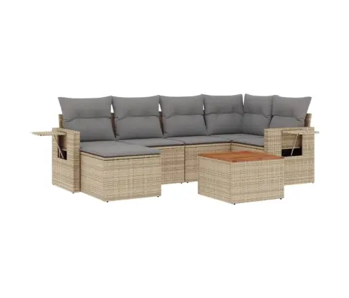 7-Daļīgs Dārza Dīvāna Komplekts Ar Matračiem,Pe Rotangpalma Vidaxl