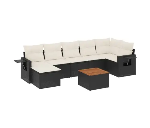 Sofos Komplektas Su Pagalvėlėmis, 8 Dalių, Juodas, Poliratanas