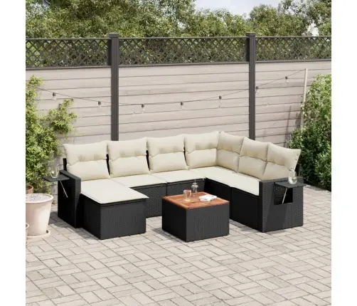8-Daļīgs Dārza Dīvāna Komplekts, Matrači, Melna Pe Rotangpalma Vidaxl