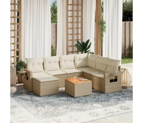 Sofos Komplektas Su Pagalvėlėmis, 8 Dalių, Smėlio, Poliratanas