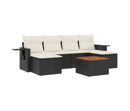 7-Daļīgs Dārza Dīvāna Komplekts Ar Matračiem, Melna Pe Vidaxl